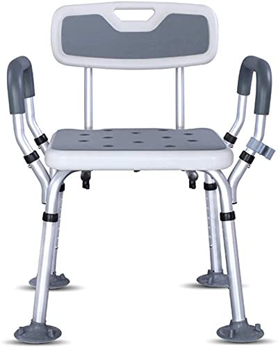 Duschsitz Duschstuhl mit Armlehnen Verstellbarer Badewannensitz Griffe Hilfsmittel, Rutschfester Sicherheitsbad Duschhocker (B)