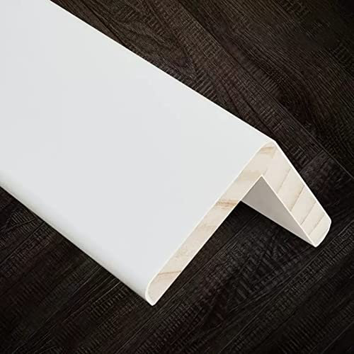 Kantenschutz aus Holz, Eckschutz, Antikollisions-Eckenschutz, Wandschutz, grau, schwarz, weiß, Eckstoßstangen für Türrahmen, Fensterbank, 2,36 Zoll Flügel (Farbe: Weiß, Größe: 6 cm B 125 cm/49,2 Zol