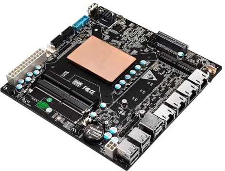 Glovary NAS Mainboard Quad Core i7-1165G7, Mini-ITX NAS Motherboard, 4 x i226V 2.5GbE LAN, DDR4 16GB RAM 128GB NVMe SSD, Support 6 x SATA3.0 6Gbps