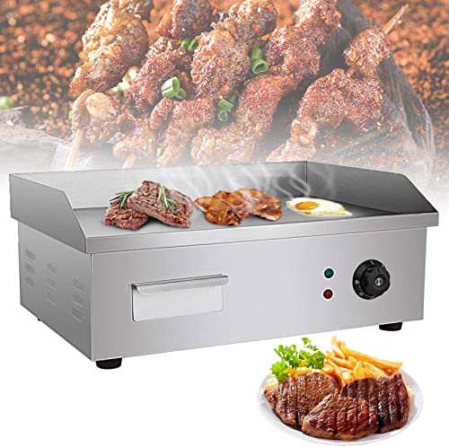 sjdoPulse Plancha Eléctrica Comercial, Placa Eléctrica De Parrilla Superior Plana De 3000 W, Teppanyaki De Temperatura Ajustable De 50~300 ℃ para Barbacoa Casera Barbacoa Tortilla Frie