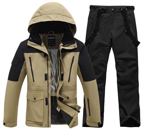ALSOGO Skianzüge Für Herren 2-teiliger Snowboard Sets Wasserdicht Winddicht Winter Warme Ski Jacke und Hosen Set Zum Skifahren Snowboarden Klettern