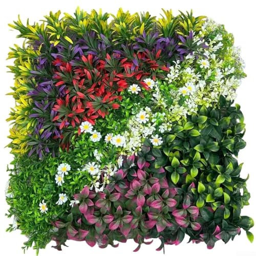 Wandpaneel mit künstlichen Blumen, 50 x 50 cm, perfekte Ergänzung für jeden Innen- und Außenbereich für verbesserte Ästhetik (C)