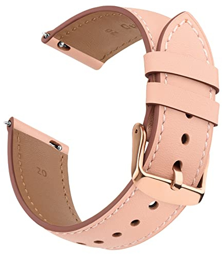 ZGCE Leder Uhrenarmbänder 18mm, Weiches Kalbsleder Uhrenarmband, 18mm Schnellverschluss Universal Armband für Herren Damen, Ersatzarmband mit Edelstahl Metallschließe, Rosa