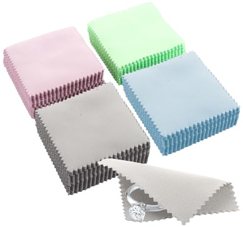ASelected 200PCS Jewelry Cleaning Cloth,8cm Polishing Clothes,Soft Silver Polish Cloth,Double Sided Wipe Cloths for Sterling Pearl Silver, Gold, Brass, Silverware, Coin, Watch,Platinum Jewelry