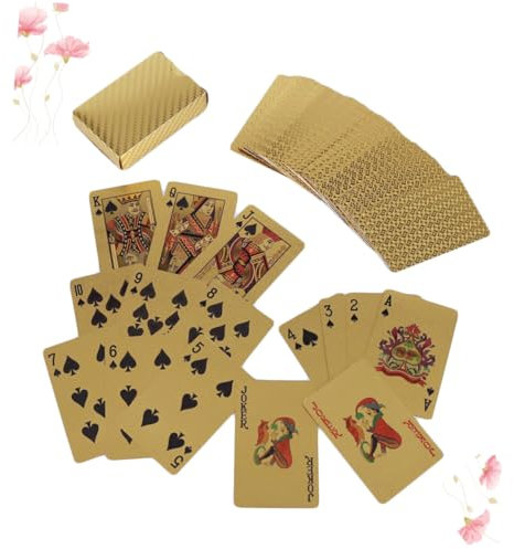QUMIIRITY wasserdichte Goldfolie Spielkarten Langlebig Und Robust Glänzend Unterhaltungs-Requisite Für Zuhause Bar Und Büro Kreatives Design Für Poker Und Kartenspiele Mit Freunden
