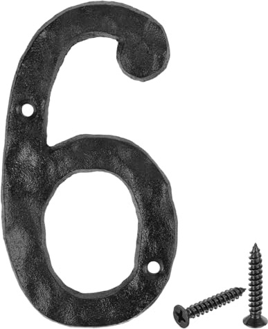 sourcing map Numero di indirizzo civico, 14 cm, in ghisa, stile vintage, numero 6, numeri esterni per casa, strada, ufficio, cassetta postale, colore: nero