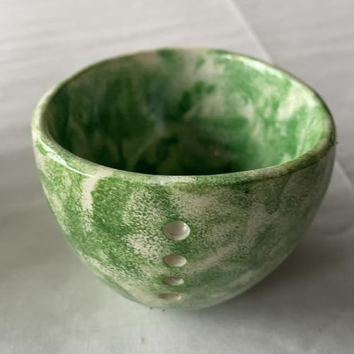 Pottery he-rb - Cuenco pelador de verduras de hoja verde, 4 agujeros, herramienta peladora de verduras de hoja verde con 4 agujeros, herramienta peladora hecha a mano para lavavajillas y microondas