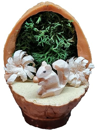 Walnuss Miniatur Eichhörnchen geschnitzt Weihnachtsdeko Erzgebirge Handarbeit Holzkunst Buettner