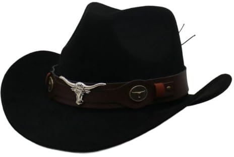 rockible Cowboyhut Unisex, Western Cowboy Hut, Fashion Westernhut Cowboyhüte, Filz Fedora Hut Breiter Krempe mit Band, Retro-Panama-Schlapphut Jazzhut für Damen Herren Cosplay Drama
