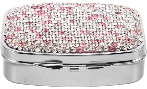 SAFIGLE Mini-pillenbox mit Strass-design Tragbare Medikamentenbox für Reise und Alltag Kompaktes Pillenetui mit Mehreren Fächern für Vitamine und Nahrungsergänzungsmittel Leicht