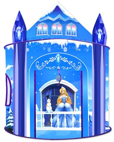 Tente de Jeu de Princesse pour Filles Château de Glace Jeu de rôle imaginatif Maison de Jeu intérieure extérieure Tente Pop-up Jouet Cadeau pour Enfants Tout-Petits fête Anniversaire