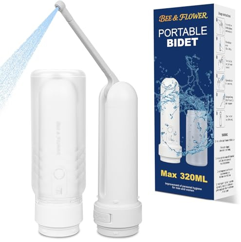 Portable Bidet - 320ML Handheld Personal Travel Bidet | 350ml/min Flow with 3 Pressure Options | Toilet Water Sprayer for Men & Women | Personal Hygiene Cleaning & Soothing (One Size)