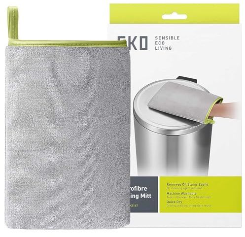 EKO Manopla de Limpieza de Microfibra para Acero Inoxidable, paño de Pulido Reutilizable sin Pelusa y Guante de Limpieza, Lavable a máquina, paño sin Rayas para electrodomésticos de Cocina, Papelera