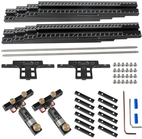 Track Saw Parallel Guide System with Mirco Adjustable Flip Stop & Zero Calibration, Woodworking Parallel Guide Rail System for Repeatable Rip Cuts for Festool, for Makita, for Milwaukee
