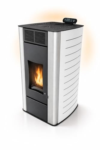 UMBRELLA® P18 Stufa a pellet idro 18 kW fino a 300 m³,A+,riscaldamento centralizzato,serbatoio 40 kg,potenza acqua 12,5 kW,fino a 18 h autonomia,ECO,timer settimanale,Wi-Fi Ready,Bianco