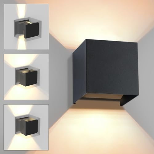 Laittiin Aplique de pared LED, lámpara de pared para exterior, aplique de pared para exterior negro, IP65, lámpara para exterior, 3000K, G9 luces de pared de arriba a abajo para interior