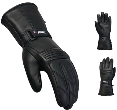 Infinity Leather Men’s Thermal Motorbike Gloves – Premium Cowhide Leather, 3M Thinsulate™ Insulation, Waterproof & Windproof, Padded Winter/Summer Motorcycle Riding Gloves
