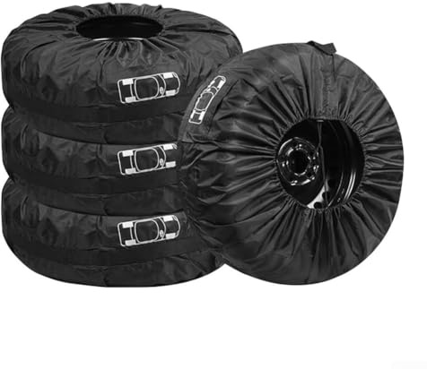 SMZhomeone Lot de 4 sacs à pneus en polyester étanches et anti-poussière avec cordon réglable et boucles, pour pneus jusqu'à 80 cm de diamètre pour un rangement saisonnier ou à long terme