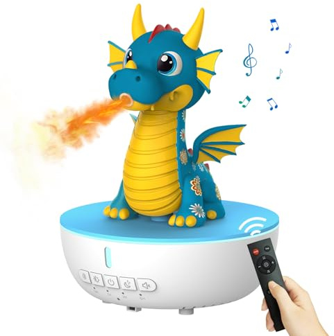 ZONSUSE Difusor Aceites Esenciales con Forma de Dragón, 200ml Humidificador Ultrasónico con Control Remoto y Temporizador, Máquina de Ruido Blanco LED 7 Colores para Dormitorio, Oficina (Azul)