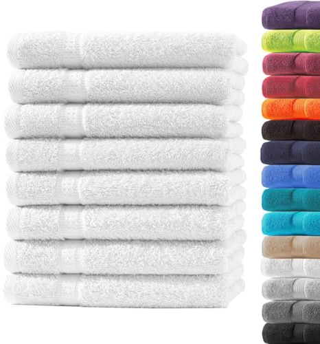 Loomiva 8er Set Premium Qualität Gästetücher 30x50 cm | Weiss | 500g/m² | ideal für Reisen & Gym und Sport | 100% Baumwolle | Extra Weich | Öko-TEX Standard 100