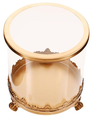 iplusmile Cúpula de Cristal Transparente con Base Metálica Dorada para Flores Preservadas Campana de Vidrio Delicada para Decoración de Escritorio y Exhibición de Micro Paisajes Adecuado