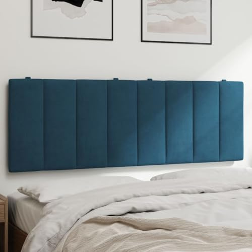 Owoxanthellate Kopfteil-Kissen Hanko Blau 140 cm Samt Bettkopfteil mit Schaumstoff Rückenpolster für Bett, Wandkissen, Boxspring & Doppelbett Modernes Design für Schlafzimmer