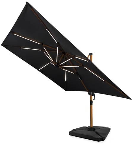 VONROC Éclairage LED Parasol Rechargeable – 15 Bandes LED, Batterie 2600 mAh – Lumière Extérieure Jardin, Terrasse, Camping GP855AA