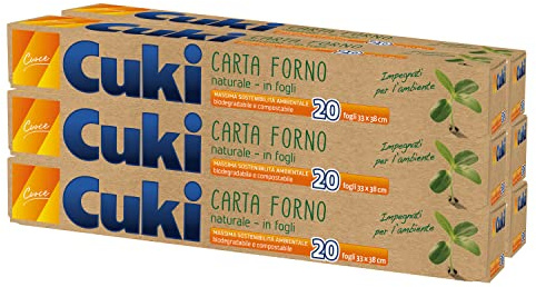 Cuki Carta Forno naturale in fogli 33 x 38 cm - 6 Confezioni da 20 fogli