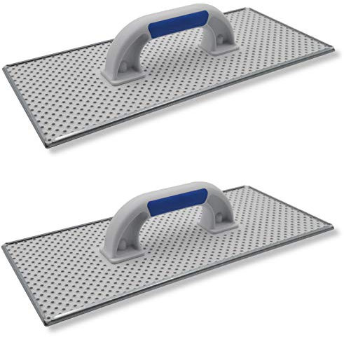 DEWEPRO® Lot de 2 Cales à poncer - Planche à poncer pour WDVS, Béton cellulaire et Polystyrène - Planche à râper - Truelle avec plaque en acier galvanisé - Planche à égaliser - 400x180mm