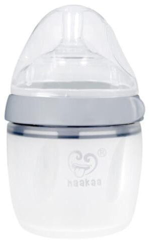 Haakaa Generation 3 Silikon Babyflasche, 160 ml Fassungsvermögen, grau