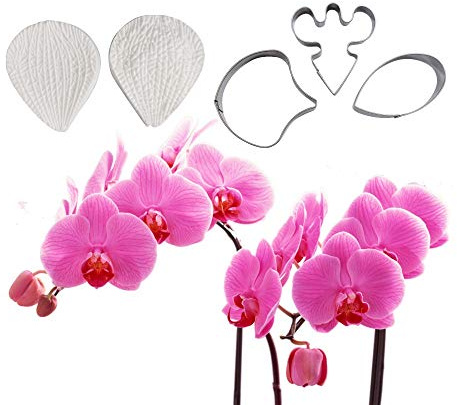 AK ART KITCHENWARE Sugarpaste Flower Craft Tools Silicone Veiner Molds and Fondant Cutters Set Cake Decorations Bakery Tools (Orchid)