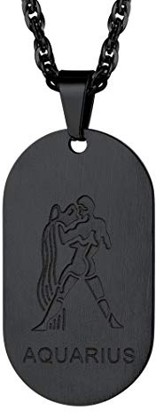 Richsteel Edelstahl Sternzeichen Anhänger mit Gravur Herren Damen Anhänger Dot Tag Sternbild Halskette mit Geschenkebox für Weihnachten Valentinstag