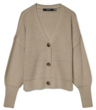 Vero Moda Vmlea Ls V-neck Cuff Cardigan Noos Cardigan, Nomad, XS Mujer