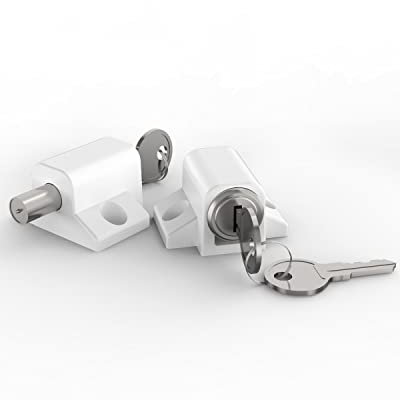 ROFMAPLE 2 Pack Sliding Patio Door Lock, White Sliding Door Locks, Patio Door Security Lock & Window Locks for UPVC Windows & Doors, Home Office Classroom