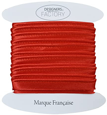 designers-factory Schöne Satin paspelband - ideal für raffinierte Abschlüsse, zum Anbringen zwischen 2 Stoffen oder am Rand Ihrer Kreationen. (Um 10 Meter, Rot)