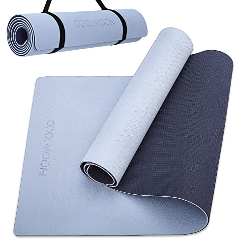 COOLMOON 0,6 cm dicke Yogamatte, rutschfest, umweltfreundliche TPE-Yogamatte, Pilates und Übungsmatte, grau