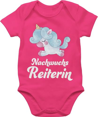 Baby Body Junge Mädchen - Pferde - Nachwuchsreiterin - 3/6 Monate - Fuchsia - babygeschenke pferd pferdefans nachwuchs reiterin bodys body+ pferdemotiv babysachen kleidung pferden strampler