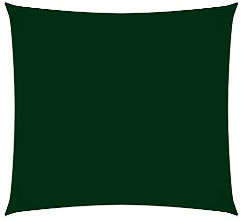 vidaXL Sunshade Sail - 4x4m Square, Waterproof Oxford Fabric Canopy in Dark Green, UV-Resistant with Stainless Steel Fasteners, for Garden/Terrace/Playground