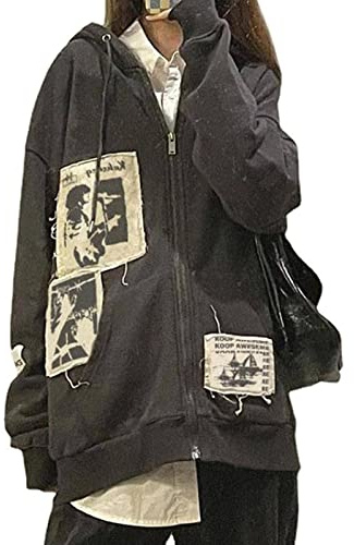 FeMereina Sudadera a Rayas para Mujer Jersey Holgado Oversize Suéter Talla Grande Jerséis de Punto Manga Larga Y2K Streetwear, gris, S