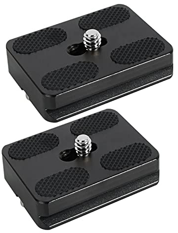 Regetek Aluminum PU-50 Quick Release Plate with 1/4 Screw, Universal Slide-in 50mm*38mm QR Plate for Manfrotto Arca Swiss Benro Acratech Kirk Wimberley Gitzo RRS Markins SUNWAYFOTO SIRUI(Pack of 2)