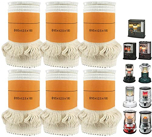 Akenuoke 6 Stücke Docht für Petroleumofen, Docht Für Öllampen, Petroleum, Petroleumlampen, Ersatzdocht für Petroleumheizer, Dochte für Petroleum Heizung Von Fiberglas Runde Baumwolle (95 X T2.5 X 180)