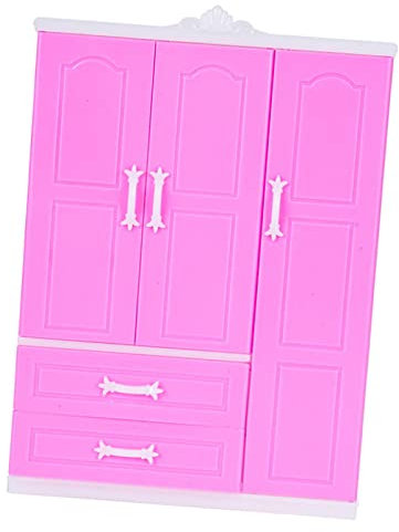 F Fityle Puppenkleiderschrank Puppenaufbewahrung Kleiderschrank Simulation Puppenhaus Dekor mit Schublade Puppenschrank Kleiderschrank Schlafzimmer Dekoration