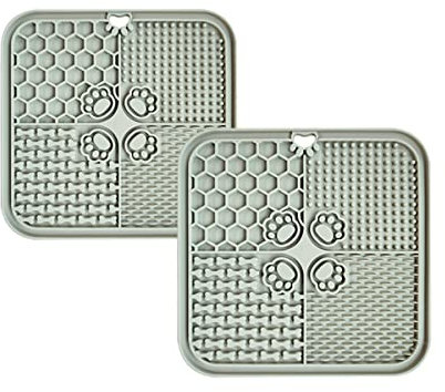 MacroHu 1x Leckmatte Hund Slow Feeder für Haustiere Hunde Futtermatten Schleckmatte Katzen Futtermatte aus Silikon Langsam Fütterer Napfunterlage für Hunde Hund Lick Pad Katzenleckmatte - Grau