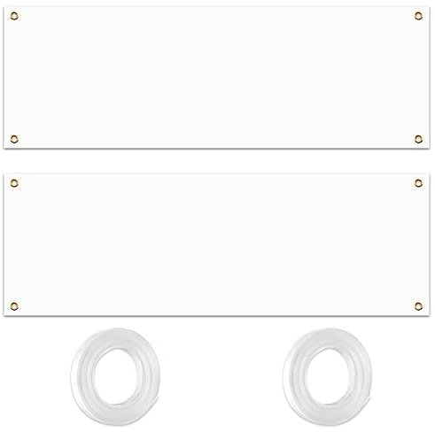 MIPIACE 2 Set 1,8x0,6m Striscione Bianco Verniciabile Banner in Poliestere Fai da Te Striscione Personalizzato per Matrimonio Compleanno Matrimoni Eventi Scolastici Anniversari