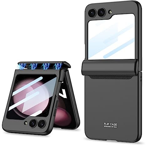 COQUE Funda Galaxy Z Flip 5,película Protectora de Carcasa con bisagras integradas, Carcasa Plegable con Todo Incluido,Funda de teléfono Plegable para Samsung Galaxy Z Flip 5 5G-Negro