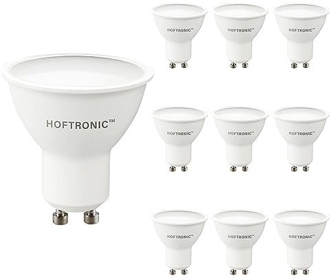 HOFTRONIC - 10x GU10 LED Spot - 4,5 Watt 400 Lumen - 110° Abstrahlwinkel - 4000K Neutralweiß - Dimmbar - LED-Reflektor - Ersetzt 50 Watt - Lampen - Fassung Strahler