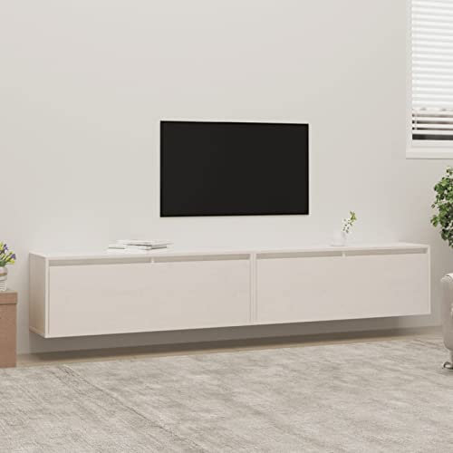 GuyAna Wandschränke 2 STK. Weiß 100x30x35 cm Massivholz Kiefer KüChen KlapphäNgeschrank Wandschrank Schmal