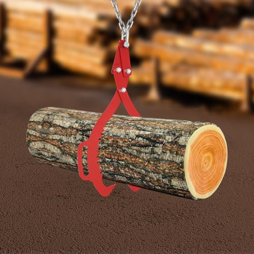 Timber Claw Hook,Carbon Steel Claw Log Skidding Tongs, Log Lifting Tongs Heavy Duty Grapple Timber Claw, Lumber Skidding Log Lifting,for Handling Dragging Carrying Tool (1000kg(0-25in,Red))
