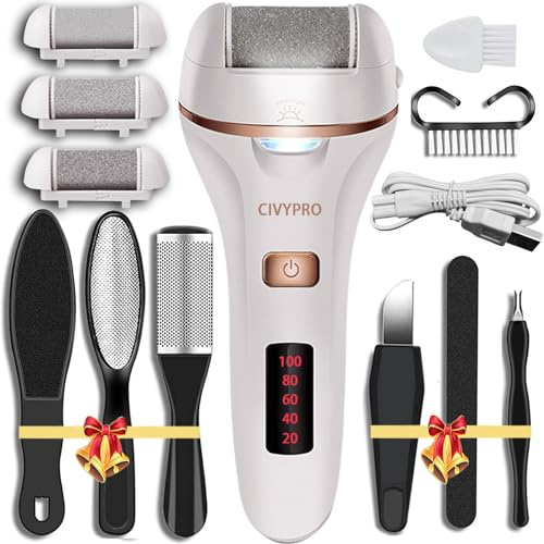 Electric Callus Remover for Feet, Long Service Time Foot Scrubber, Rechargeable Electronic Foot Files, Professional Pedicure Tools Pedicure Kit Feet Care for Crack Heel, Women Gift (White)