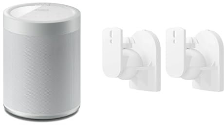 Yamaha MusicCast 20 Soundbox weiß & Goobay 49394 Lautsprecher Wandhalterung/Boxen Halterung bis 3,5kg / Lautsprecherwandhalterung/Lautsprecherhalterung / 20° neigbar & 70° schwenkbar/Weiß